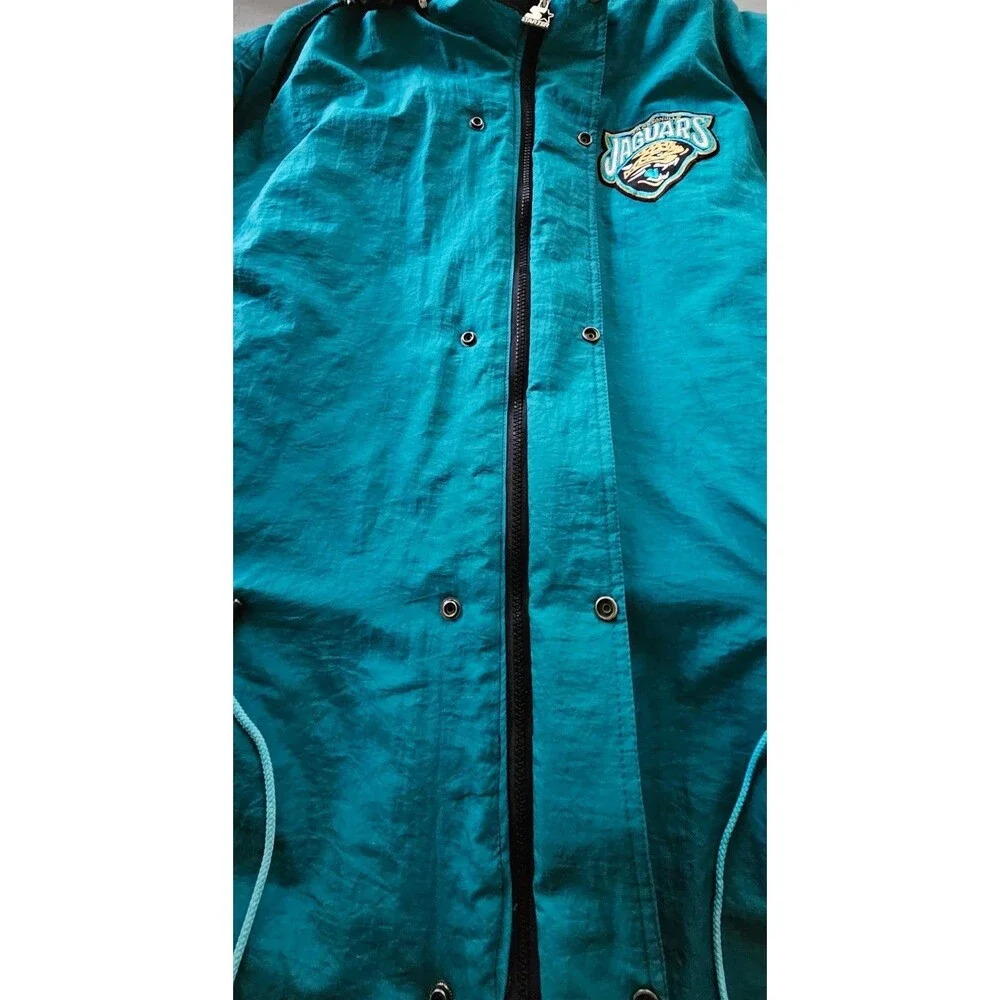 Vintage 90s Starter Jaguars NFL Parka Jacket XL Teal Puffer Banned Logo Hooded